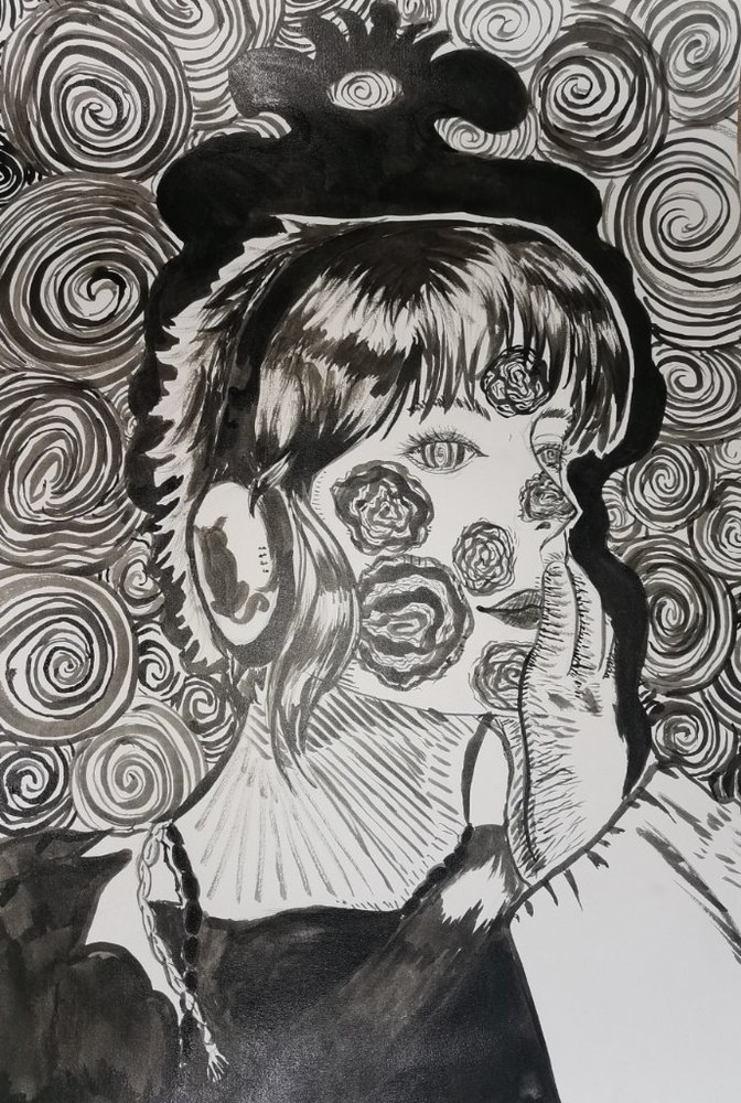 Spiral Girl — ink illustration