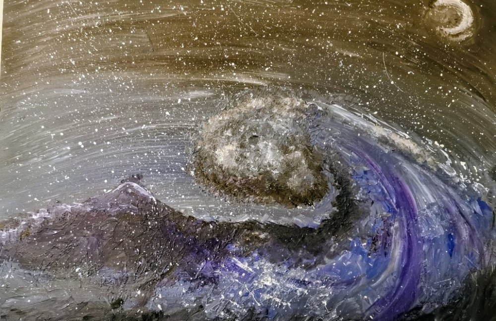 Cosmos — dark seascape acrylic