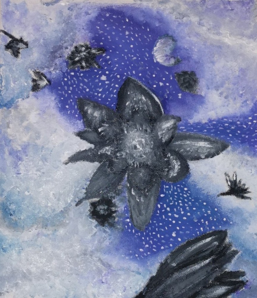 Dark Flower — monochrome acrylic