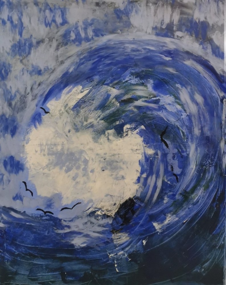 Vortex Wave with seagulls — acrylic